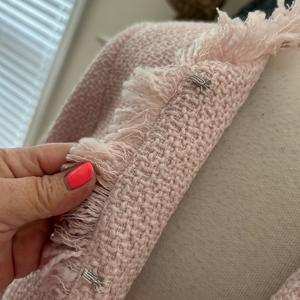 Venus Pink Tweed Fringed Coat - Picture 5 of 12